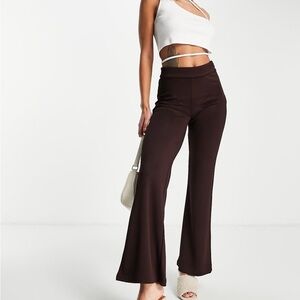 & Other Stories Jersey flare pants in brown